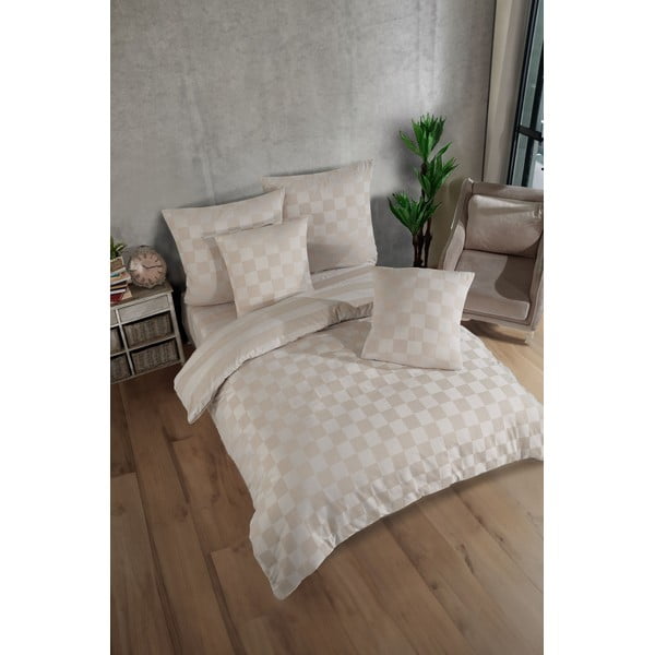 Biancheria da letto beige in damasco per letto matrimoniale 200x200 cm Kareli – Mijolnir