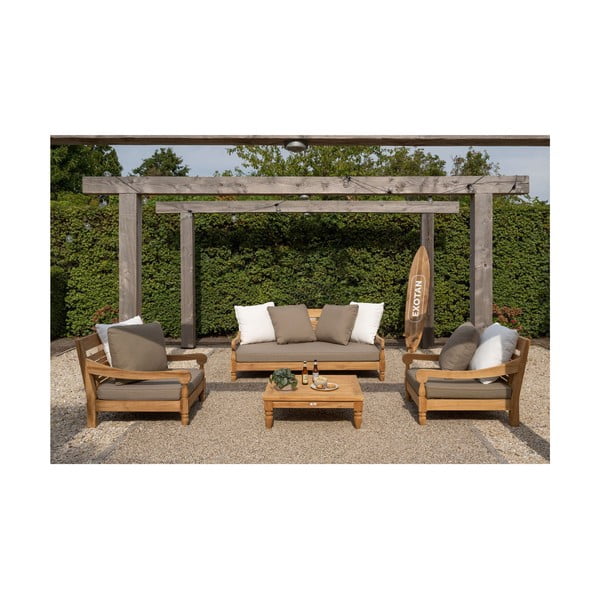 Divano da giardino in legno di teak in colore beige-naturale Kawang - Exotan-image-1