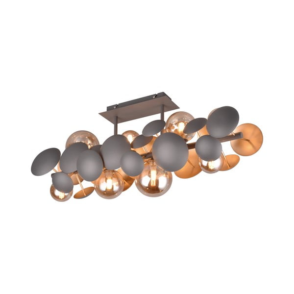 Lampada da soffitto con paralume in vetro grigio-oro 76x22 cm Bubble - Trio Select-image-1