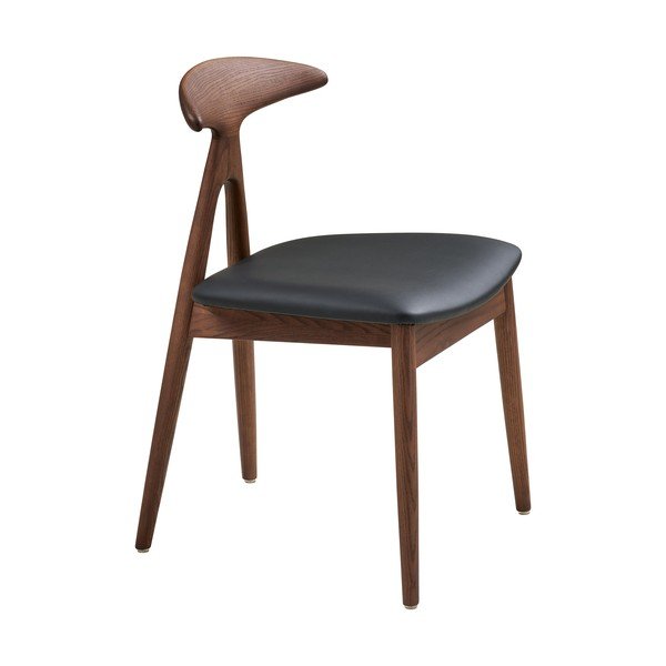 Sedia da pranzo nera/marrone scuro in rovere massiccio Lanuza – House Nordic-image-4