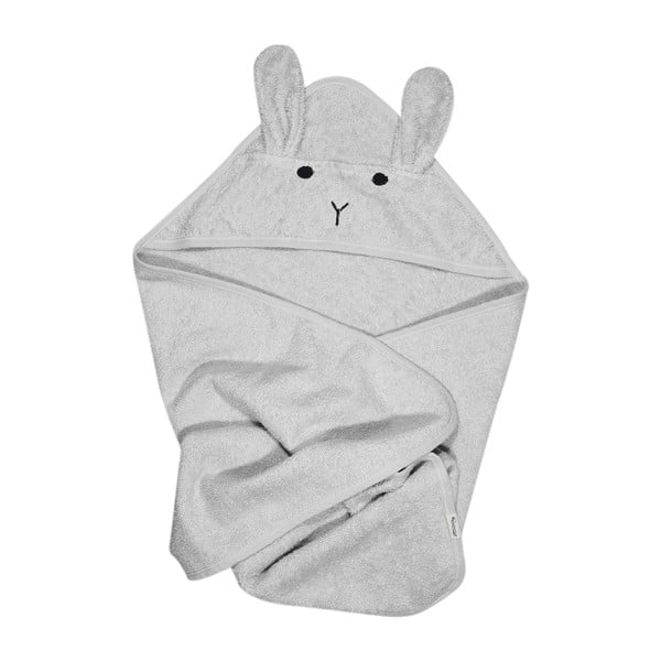 Asciugamano con cappuccio da bambini grigio in cotone 76x76 cm Rabbit – Kindsgut-image-2