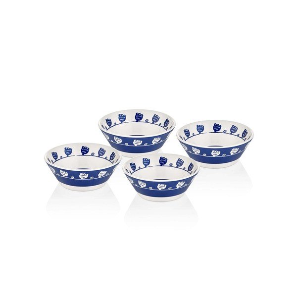 Set di 4 ciotole in porcellana blu e bianca Bloom, ⌀ 15 cm - Mia-image-1