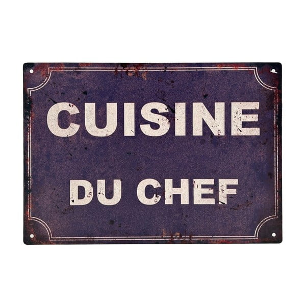 Insegna in metallo e vetro 30x21 cm Cuisine Du Chef - Antic Line