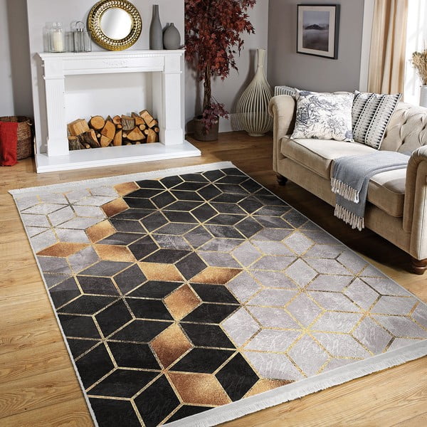 Tappeto in grigio-oro 120x180 cm Optic - Mila Home-image-1