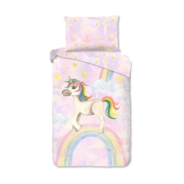 Set copripiumino e federa da bambini rosa in cotone per letto singolo 140x200 cm Unisweet – Good Morning