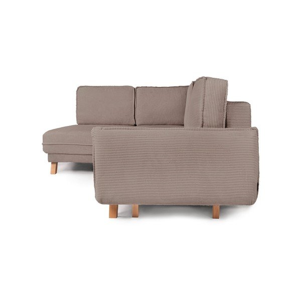 Divano angolare grigio tortora allungabile/con contenitore (con penisola a destra/a L) con rivestimento in velluto a coste Tori – Bonami Selection-image-2