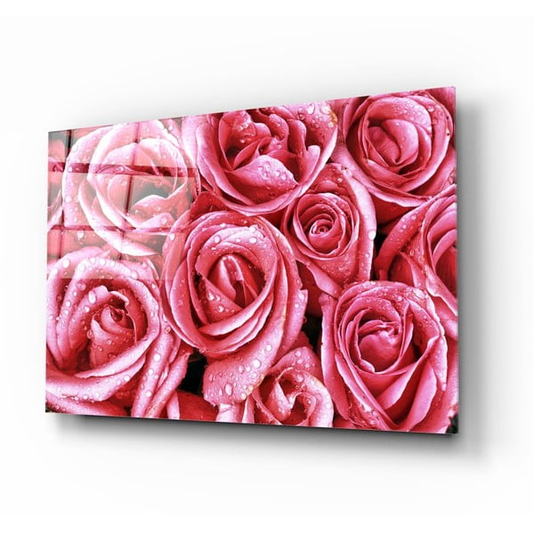 Pittura su vetro Rose rosa - Insigne