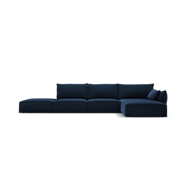 Divano angolare blu scuro (con penisola a destra/con chaise lounge) con rivestimento in velluto Vanda – Mazzini Sofas