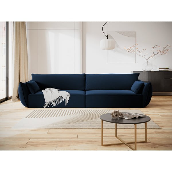 Divano blu scuro con rivestimento in velluto 248 cm Vanda – Mazzini Sofas-image-1
