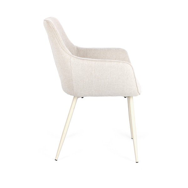 Sedia da pranzo beige imbottito con braccioli Cora – Bizzotto-image-4