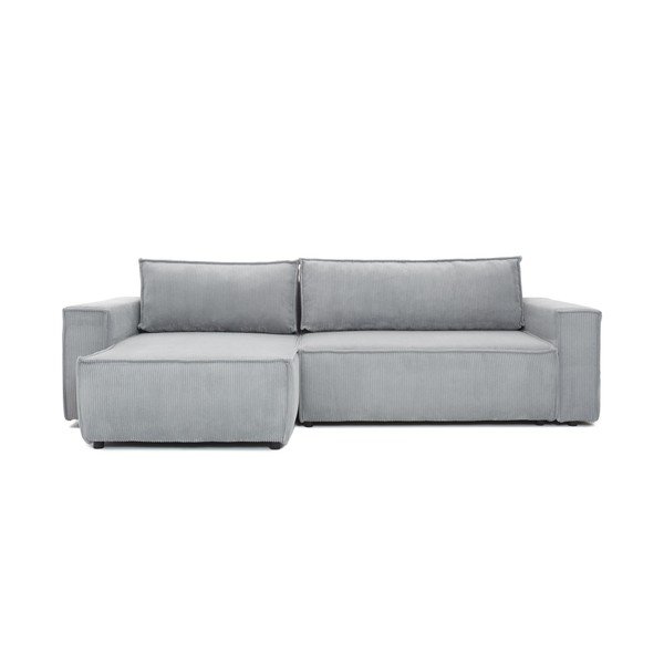 Divano letto variabile in velluto a coste grigio chiaro Divano letto angolare Bowie - Bonami Selection