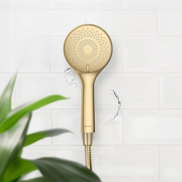 Soffione doccia economico oro opaco in plastica ø 11 cm Watersaving System – Wenko-image-1