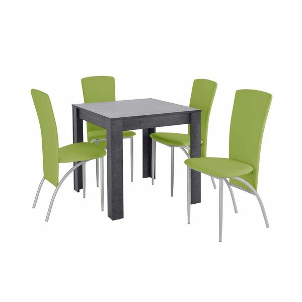 Tavolo da pranzo Lori Nevada Duro verde ardesia e set di 4 sedie da pranzo verdi - Støraa