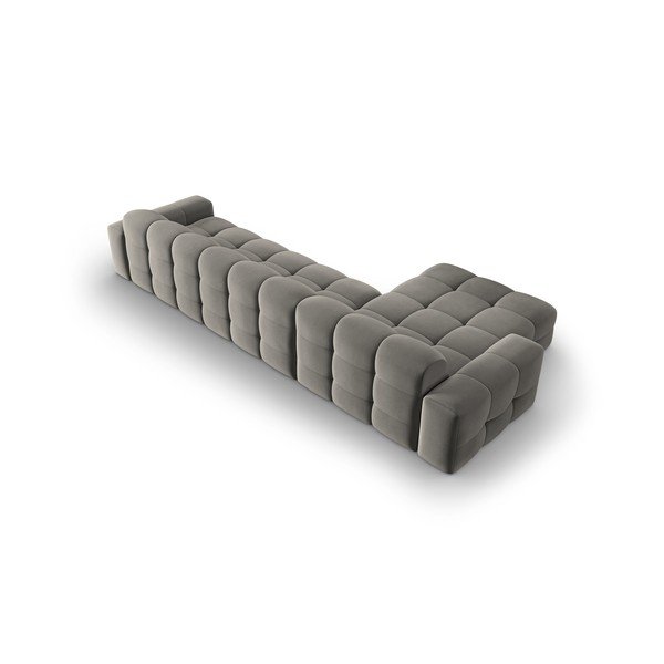 Divano angolare in velluto grigio (angolo sinistro) Kendal - Micadoni Home-image-4