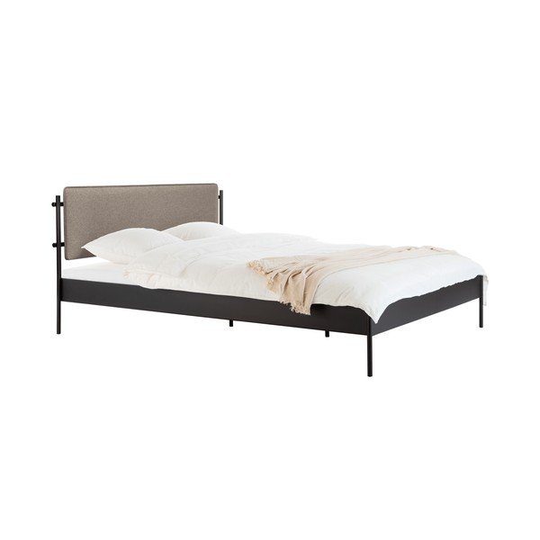 Letto matrimoniale imbottito nero in acciaio con rete inclusa 180x200 cm Eton Basic – noo.ma
