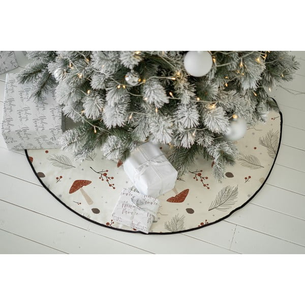 Tappeto per albero di Natale rotondo bianco in cotone a tema Natale lavabile ø 133 cm Toadstool – Butter Kings-image-1