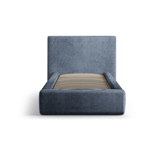 Letto singolo imbottito blu scuro con contenitore con rete inclusa 90x200 cm Amy – Micadoni -image-3