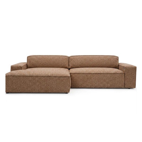 Divano angolare arancione allungabile/con movimento relax elettrico (con penisola a sinistra) Abel – Bobochic Paris