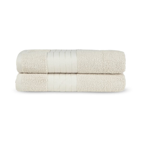 Set di 2 asciugamani in spugna di cotone beige 70x140 cm - Good Morning