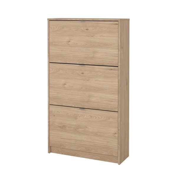 Scarpiera di colore naturale con effetto rovere con ante ribaltabili 70x124x24 cm Shoes – Tvilum-image-3