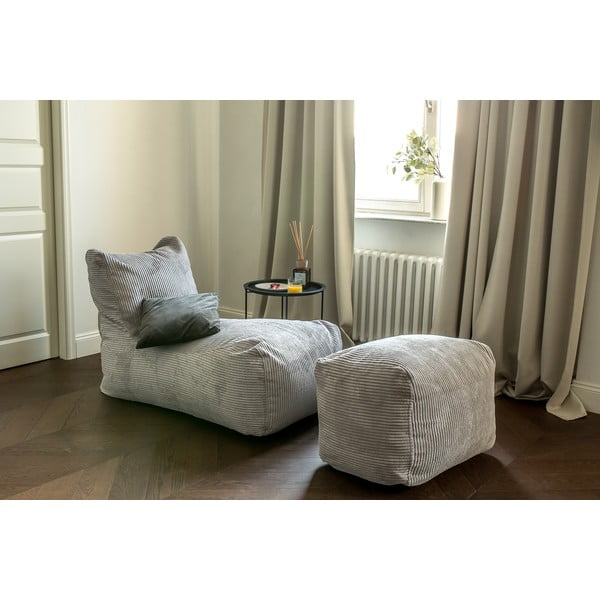 Puof a sacco marrone scuro con rivestimento in velluto a coste Lounge – SLOWDOWN-image-1