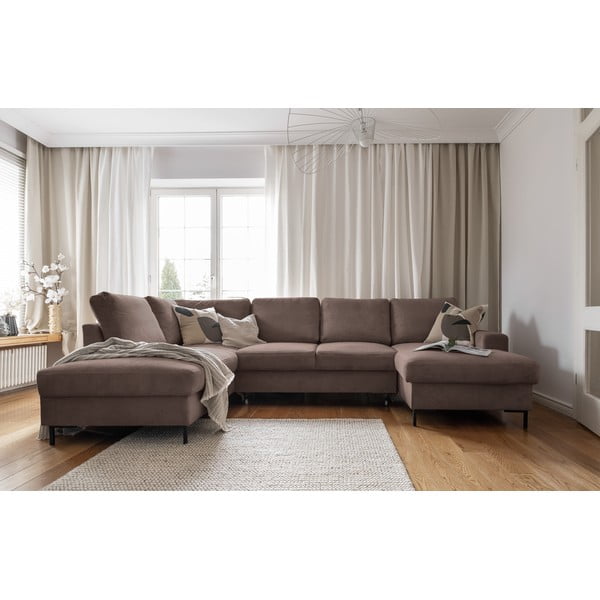 Divano letto in velluto a coste marrone (angolo sinistro) Lofty Lilly - Miuform-image-4