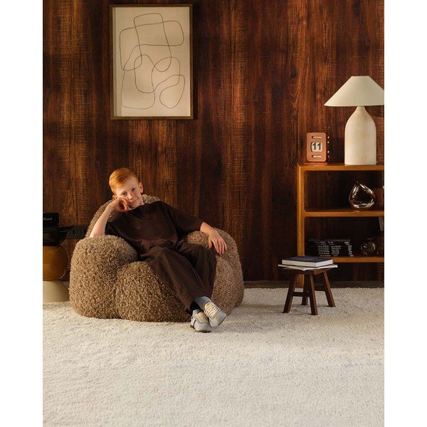 Pouf a sacco per bambini marrone con rivestimento in pelliccia sintetica Momo – Wigiwama-image-4