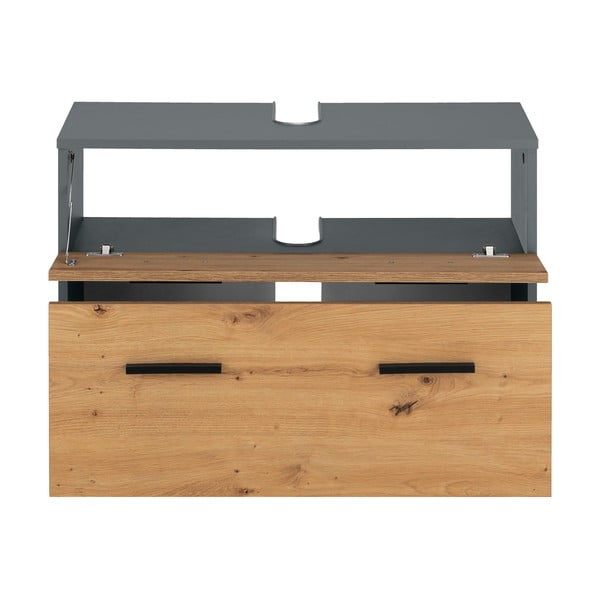 Mobile per lavabo effetto rovere in colore naturale 55x35 cm Malika - Støraa-image-2