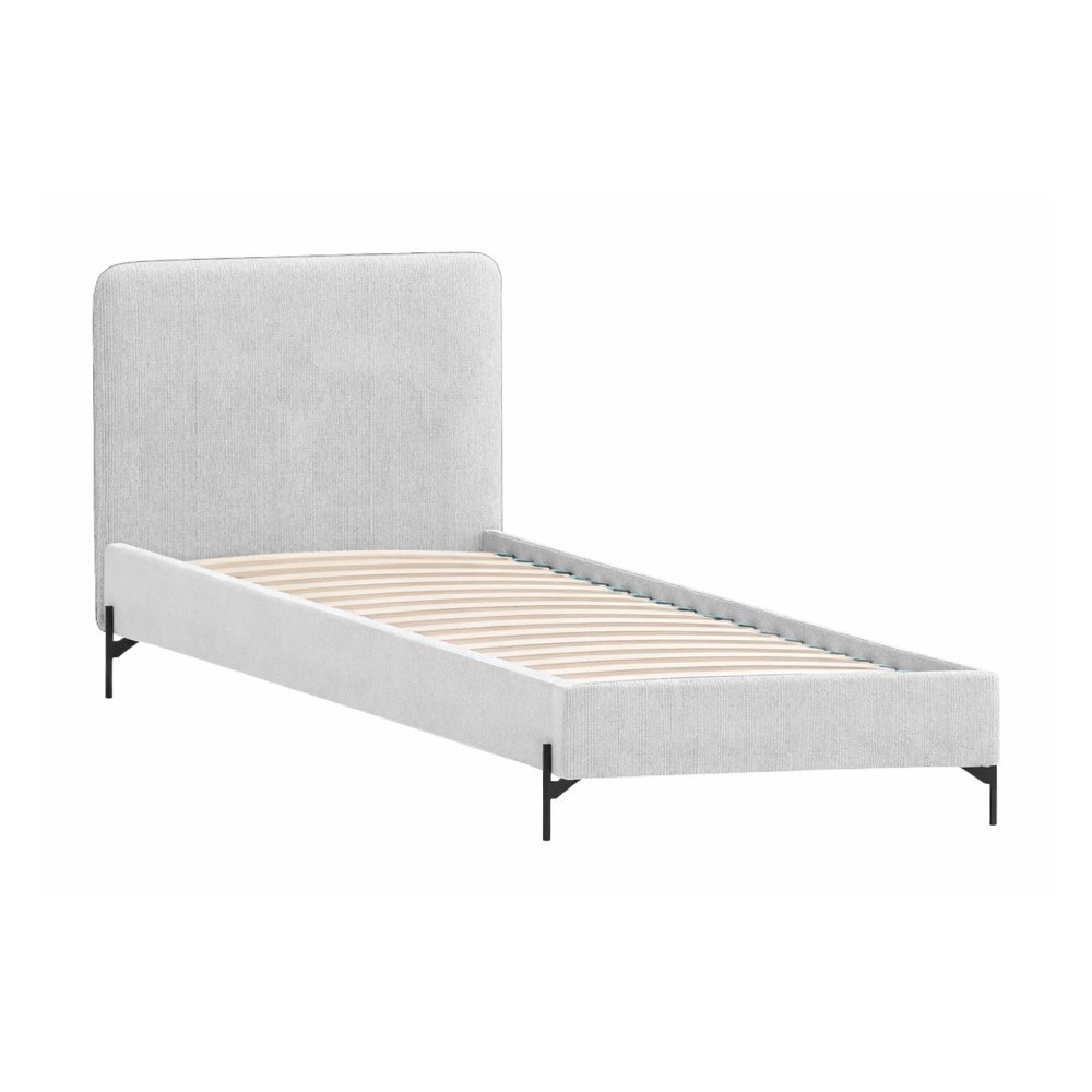 Letto singolo imbottito grigio chiaro con griglia 90x200 cm Barker - Ropez | Letti singoli
