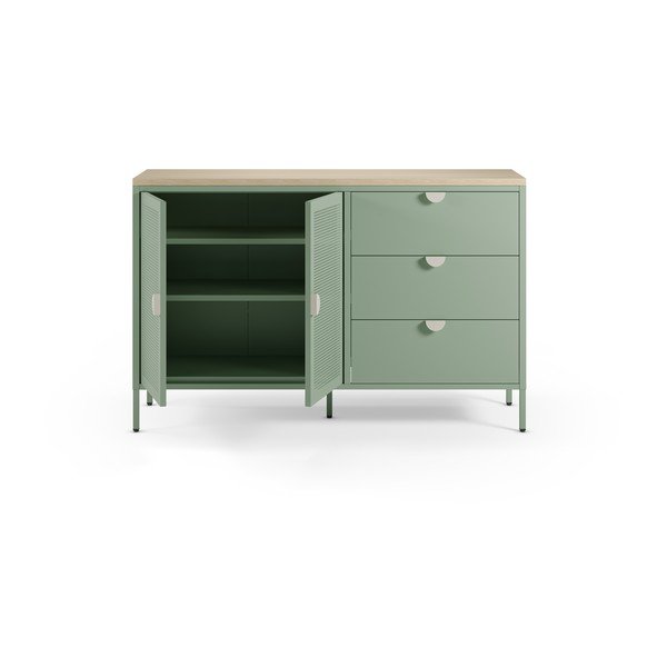 Credenza color menta/di colore naturale in metallo 140x90x40 cm Sayla – Marckeric-image-1