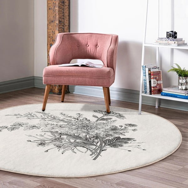 Tappeto rotondo lavabile in crema adatto ai robot aspirapolvere ø 80 cm Comfort - Mila Home-image-4