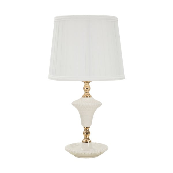 Lampada da tavolo bianca con paralume in tessuto (altezza 45 cm) Caserta - Mauro Ferretti