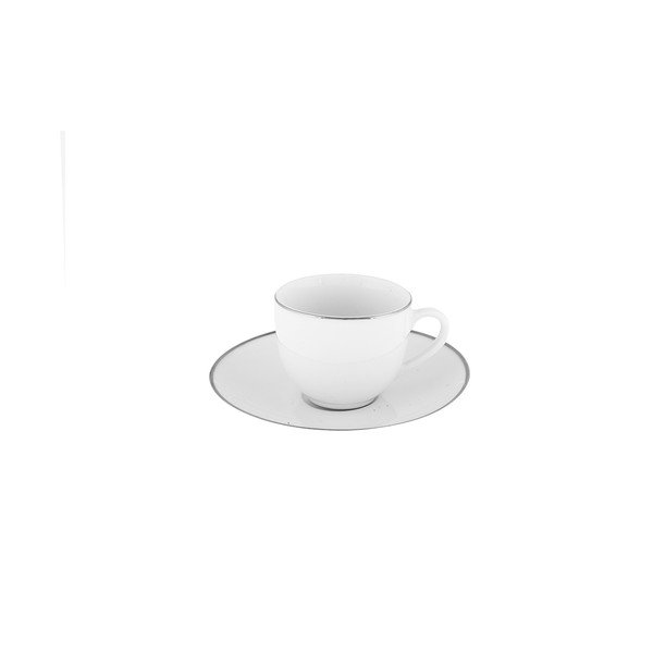 Set di 6 tazze in porcellana bianca con piattino Platinum Chic - Villa Altachiara