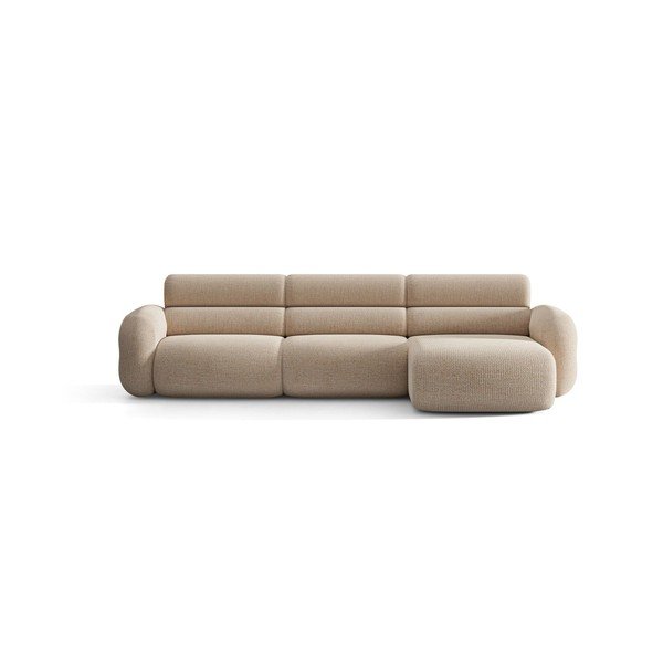 Divano angolare beige (con penisola a destra/con chaise lounge) con rivestimento in ciniglia Neo – Micadoni -image-1