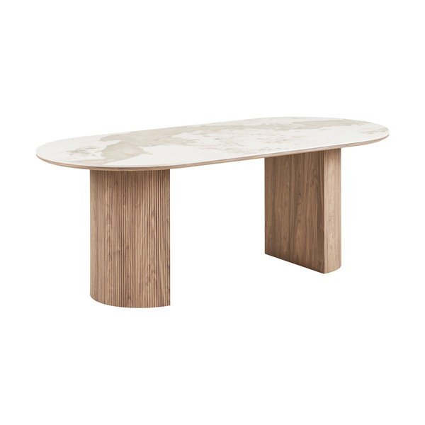 Tavolo da pranzo con piano effetto marmo 100x210 cm Athens – House Nordic-image-2