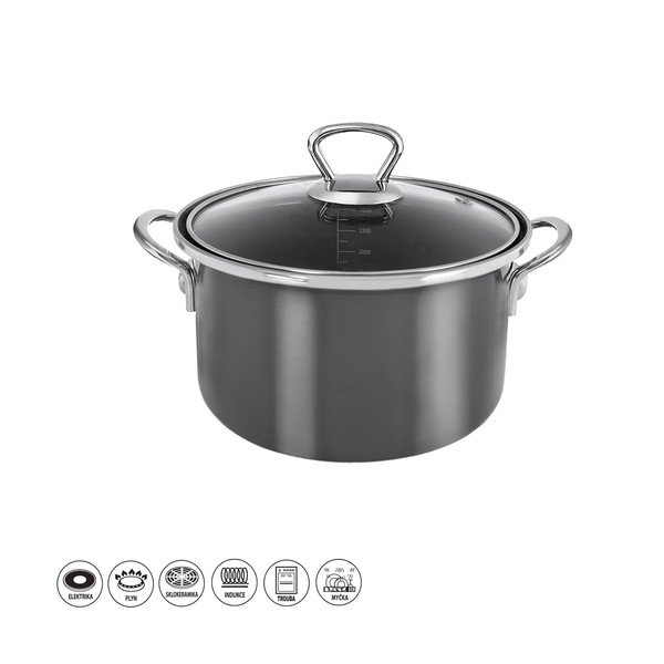 Pentola in smalto con coperchio incluso 3,25 l Metalic – Orion-image-4
