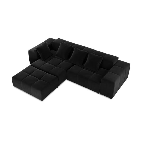 Divano angolare in velluto nero (variabile) Rome Velvet - Cosmopolitan Design-image-3