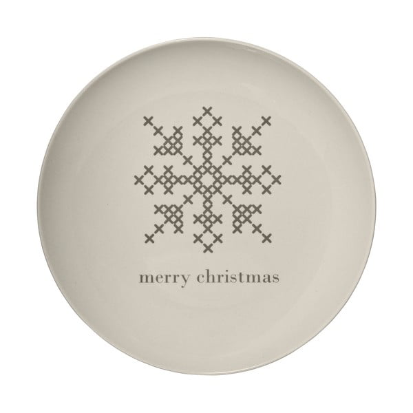 Piatto natalizio in gres bianco, ⌀ 25 cm Cross - Bloomingville