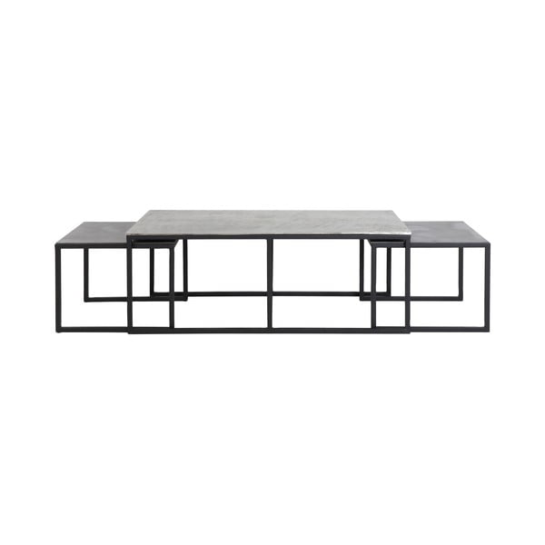 Set di 3 tavolini in metallo nero-grigio scuro 50x120 cm Kumalu - Light & Living