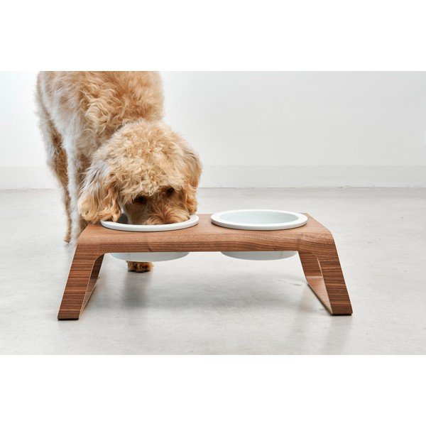 Set di ciotole con base rialzata per cani Desco Ash Black Stained M - MiaCara-image-1