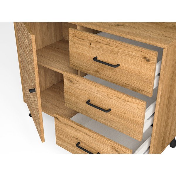 Cassettiera bassa in rovere naturale 92x81 cm Malaca - Marckeric-image-1