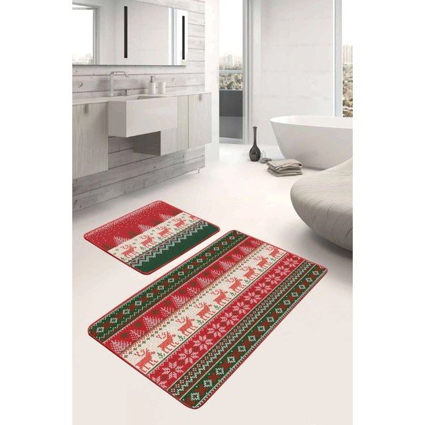 Set di tappetini per il bagno in velluto 2 pz 60x100 cm Merry Christmas – Mila Home-image-1