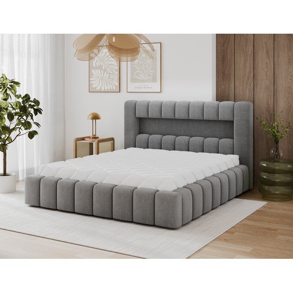 Letto matrimoniale imbottito grigio con contenitore con rete inclusa 180x200 cm Lamica – ELTAP-image-2