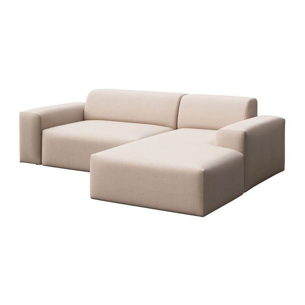 Divano angolare beige allungabile e con contenitore (con penisola a destra e chaise lounge) rivestito in velluto Villet – Rodier-image-2