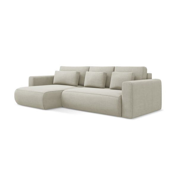 Divano angolare beige allungabile/con contenitore (con penisola a sinistra/con chaise lounge) Kapua – Makamii-image-1