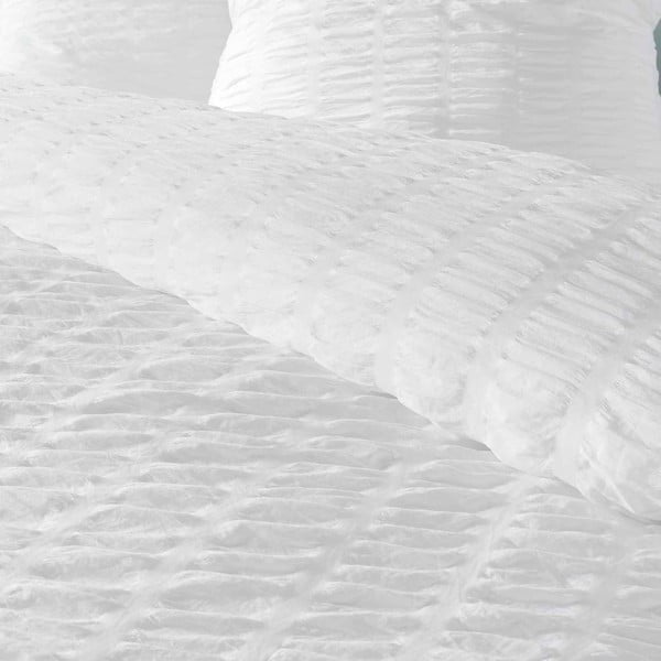 Set copripiumino e federa bianco in crêpe per letto singolo 140x200 cm Plissia – douceur d'intérieur-image-2