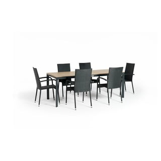 Set da pranzo da giardino per 6 persone con sedia Paris nera e tavolo Thor, 210 x 90 cm Thor & Paris - Bonami Selection