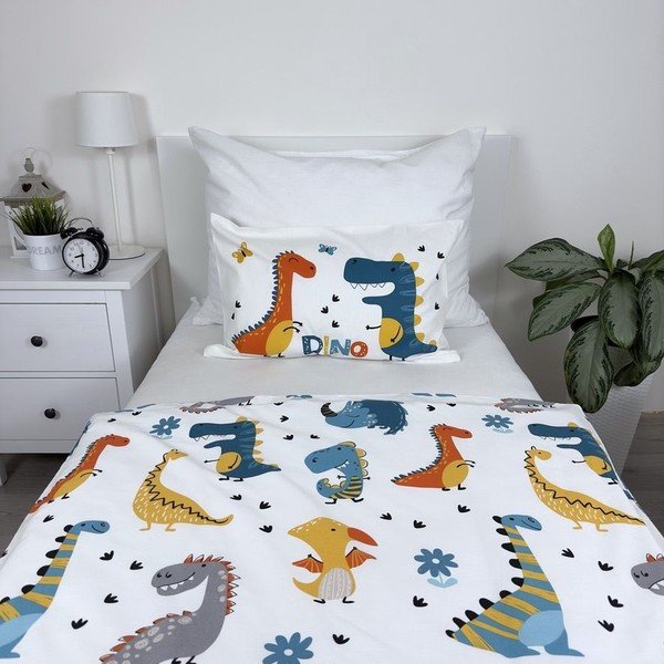 Set copripiumino e federa da bambini in cotone per culla 100x135 cm Dino World – Jerry Fabrics-image-1