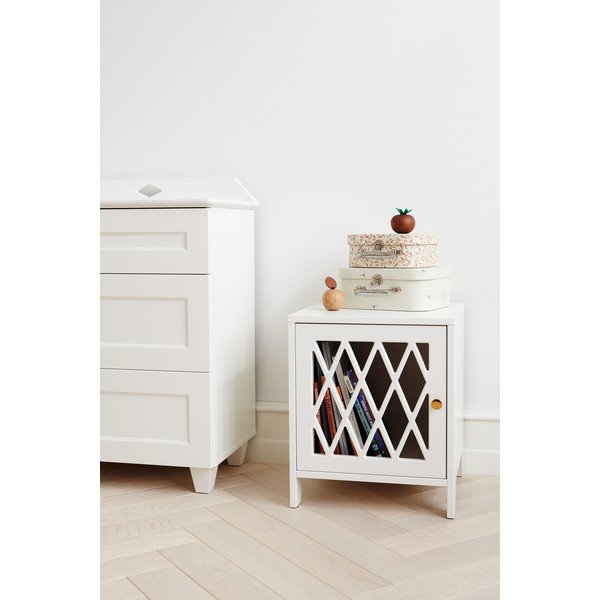 Comodino per bambini bianco in legno massiccio Harlequin – Cam Cam Copenhagen-image-1