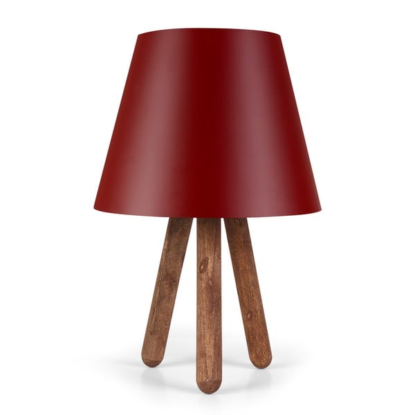 Lampada da tavolo rossa con gambe in legno di faggio Kira - Insignio